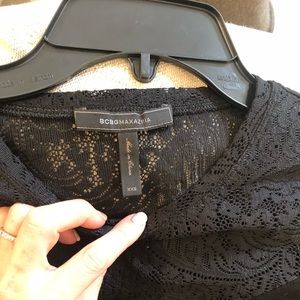 Bcbgmaxazria black high-low long-sleeve black dress